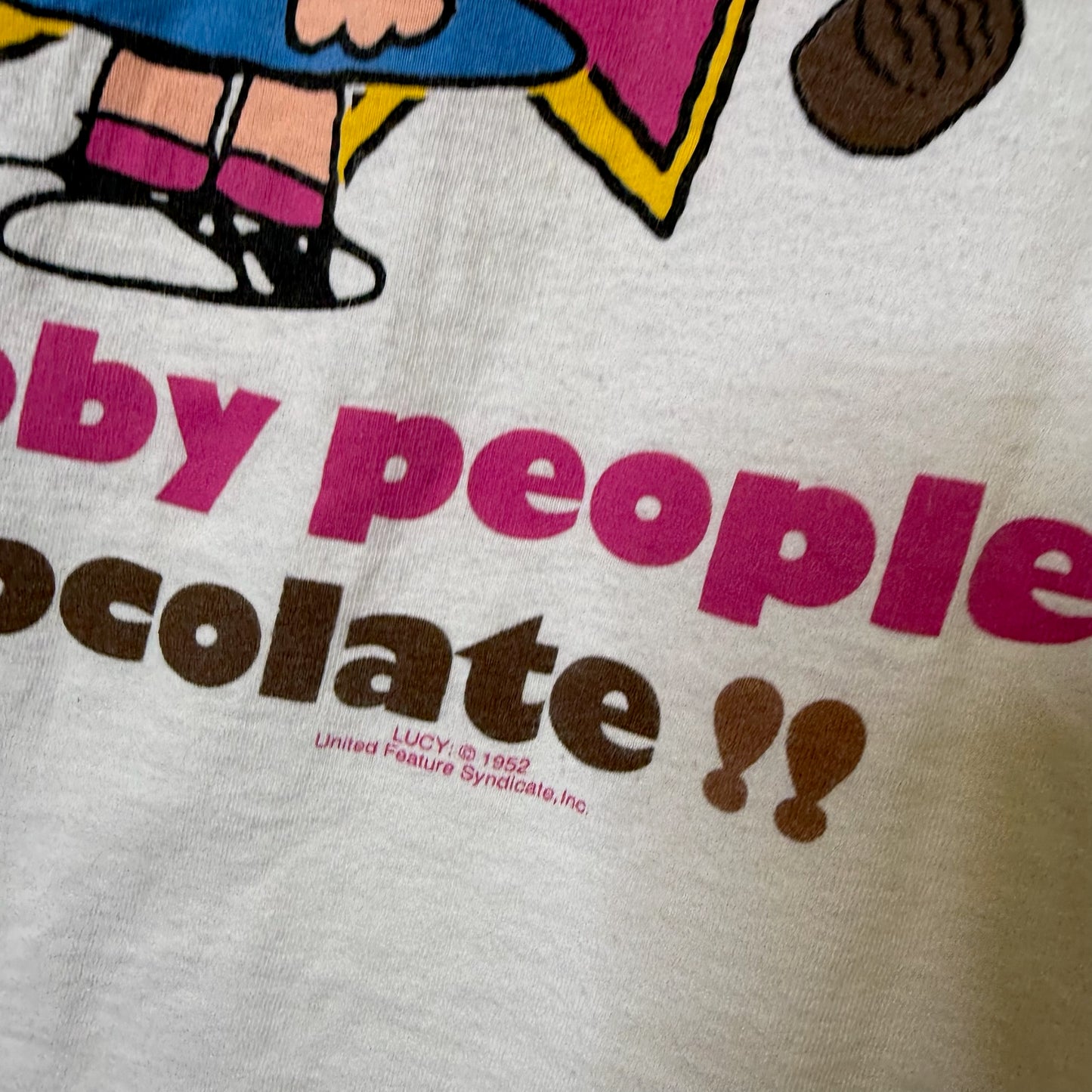 90's Lucy Peanuts Charlie Brown Chocolate T-shirt Sz L (B613)