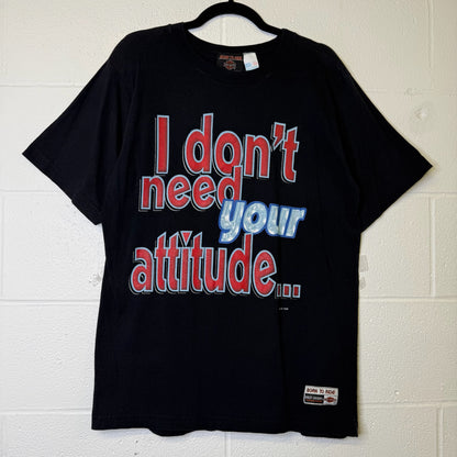 1998 "I don't need your attitude" Harley Davidson T-Shirt Sz L (B1156)