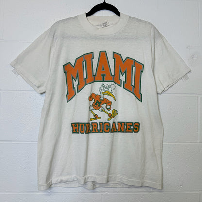 90's Miami Hurricanes NCAA T-shirt Sz L (B573)