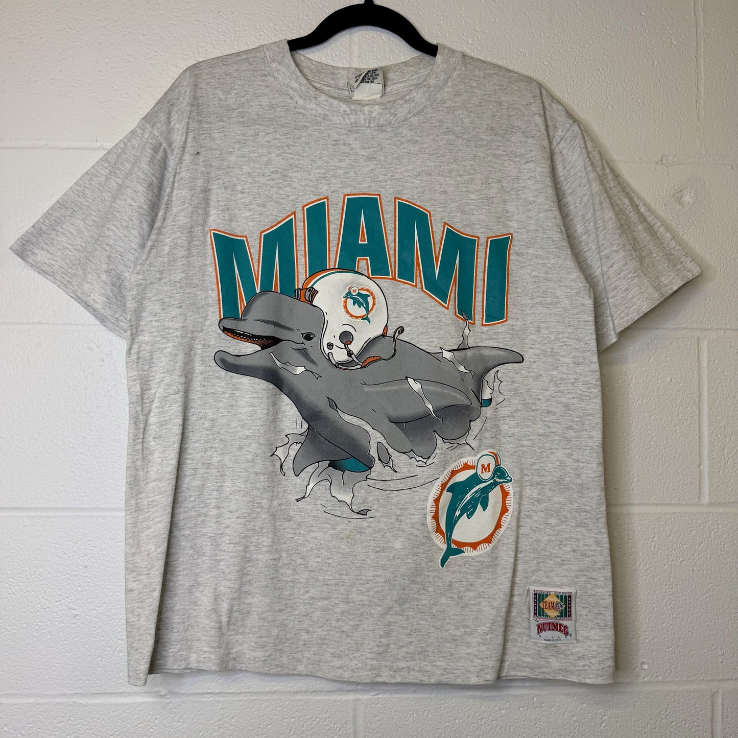 90's Miami Dolphins Nutmeg Breakthrough T-Shirt Sz L (B2078)