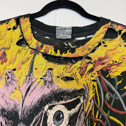 90's Weapon X Liquid Blue Distressed T-Shirt Sz L (B445)