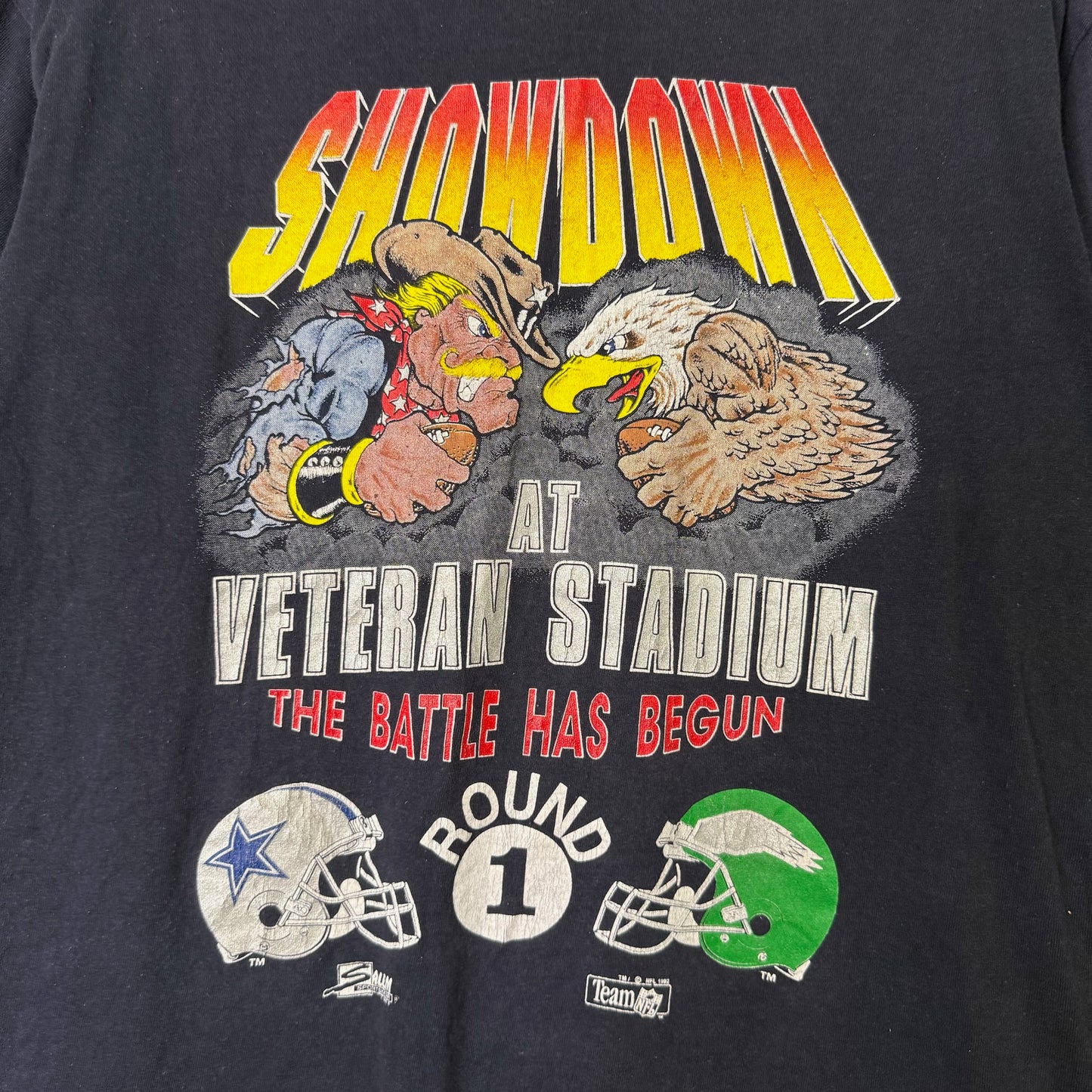 90's Showdown Philadelphia Eagles vs Dallas Cowboys Salem NFL  T-Shirt Sz L (B1606)