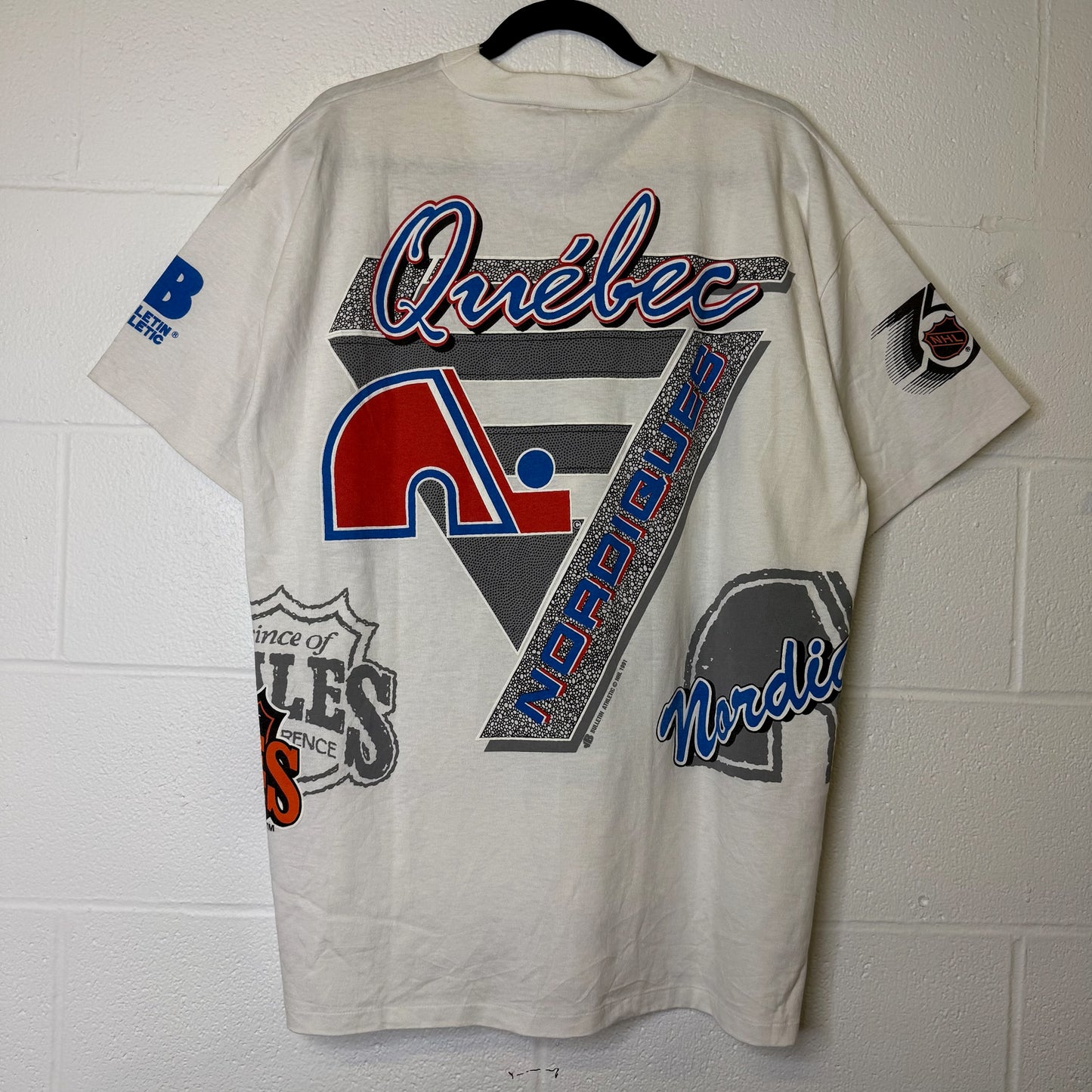 1991 Quebec Nordiques NHL Bulletin T-Shirt Sz XL