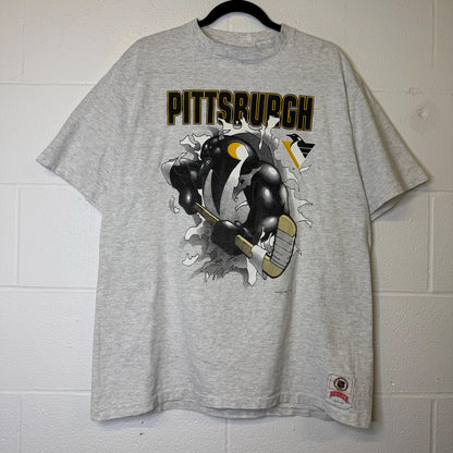 90's Pittsburgh Penguins Nutmeg Breakthrough T-Shirt Sz L (B2068)