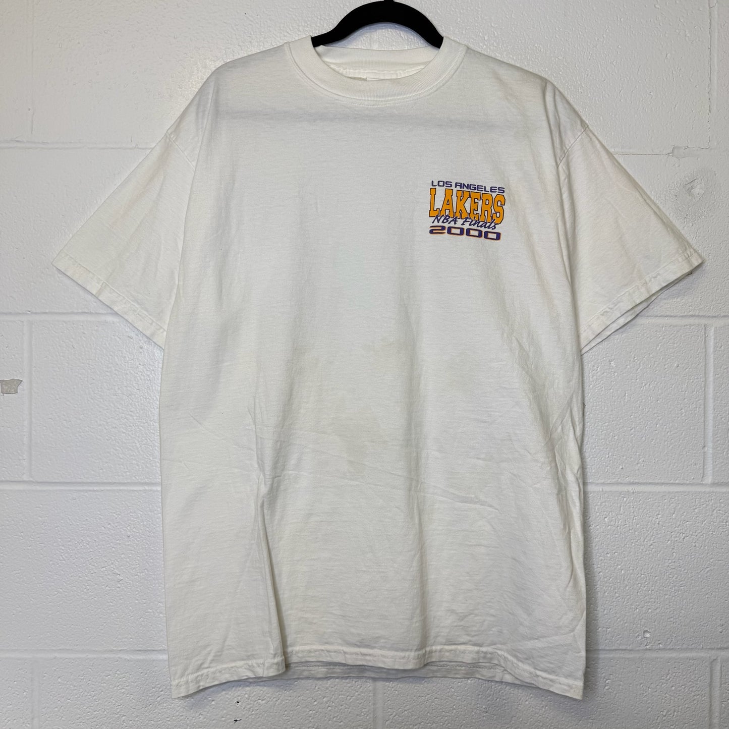 2000 Los Angeles Lakers Kobe Shaq NBA Finals T-Shirt Sz L (B2812)