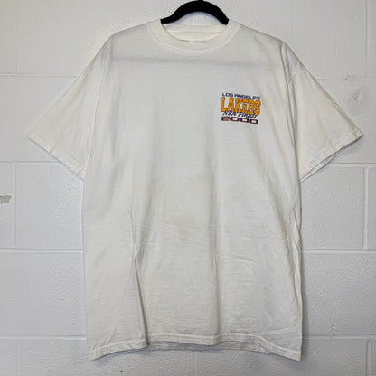 2000 Los Angeles Lakers Kobe Shaq NBA Finals T-Shirt Sz L (B2812)