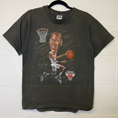 90s Michael Jordan Chicago Bulls Salem NBA Caricature T-Shirt Sz L (B2864)