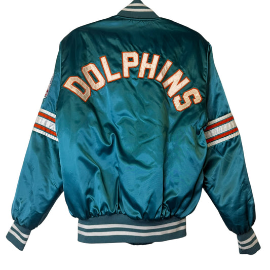 90's Miami Dolphins Satin Spellout Shain NFL Jacket Sz M (B1788)