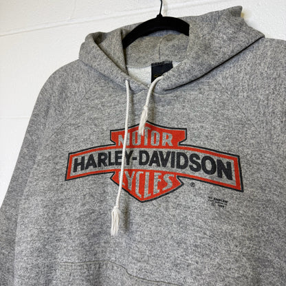 80s Harley Davidson 3D Emblem Saskatoon Chop Shop Hoodie Sz S