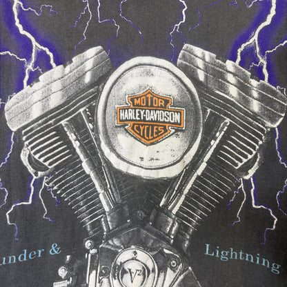 90's Harley Davidson Thunder & Lightning T-Shirt Sz M (B2268)