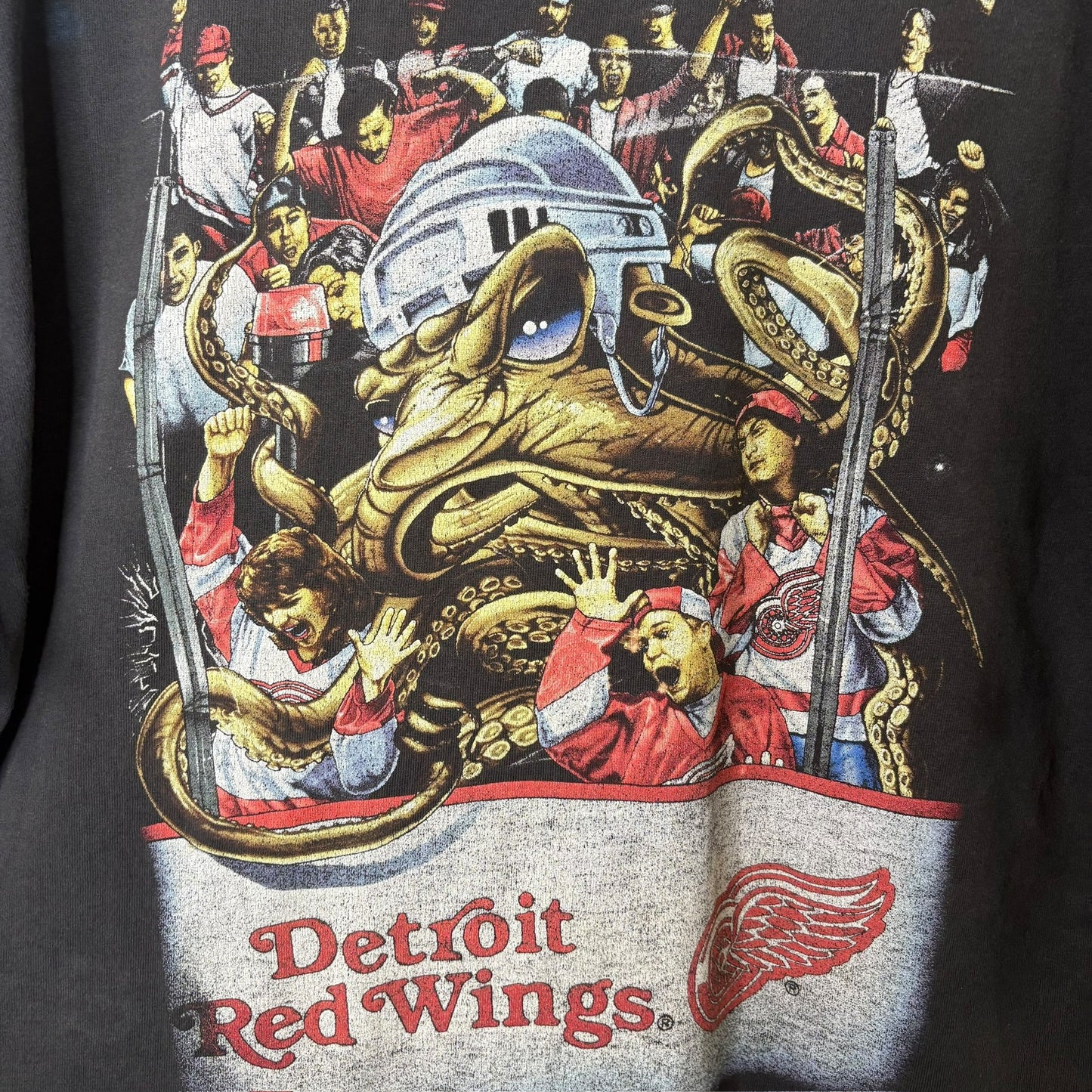 90s Detroit Red Wings Octopus NHL T-shirt Sz XL (A7267)