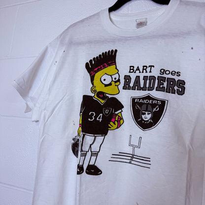 90's Los Angeles Raiders Bart Simpson NFL T-shirt Sz XL (B2318)