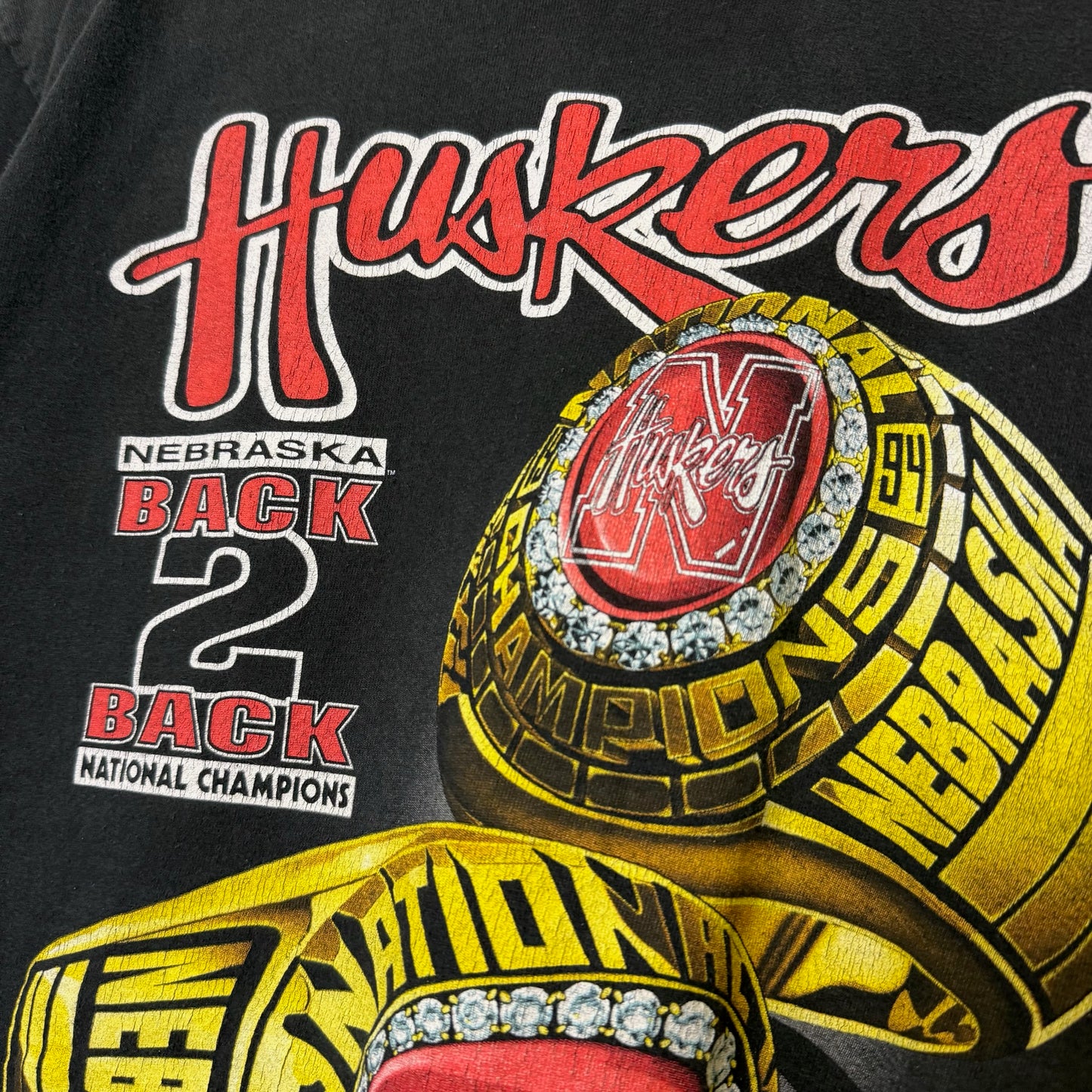 90's Nebraska Cornhuskers Rings NCAA T-Shirt Sz L (B2169)
