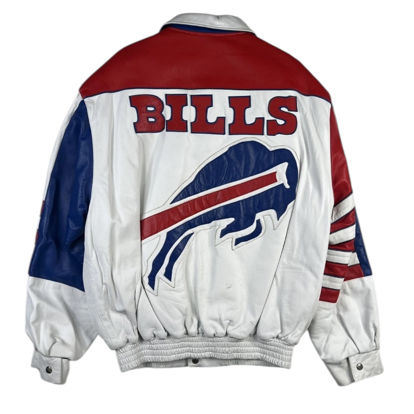 Vintage Jeff Hamilton Buffalo Bills Leather Reversible Satin Letterman Jacket