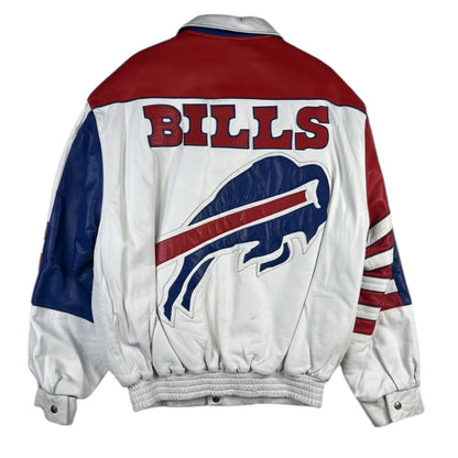 Vintage Jeff Hamilton Buffalo Bills Leather Reversible Satin Letterman Jacket