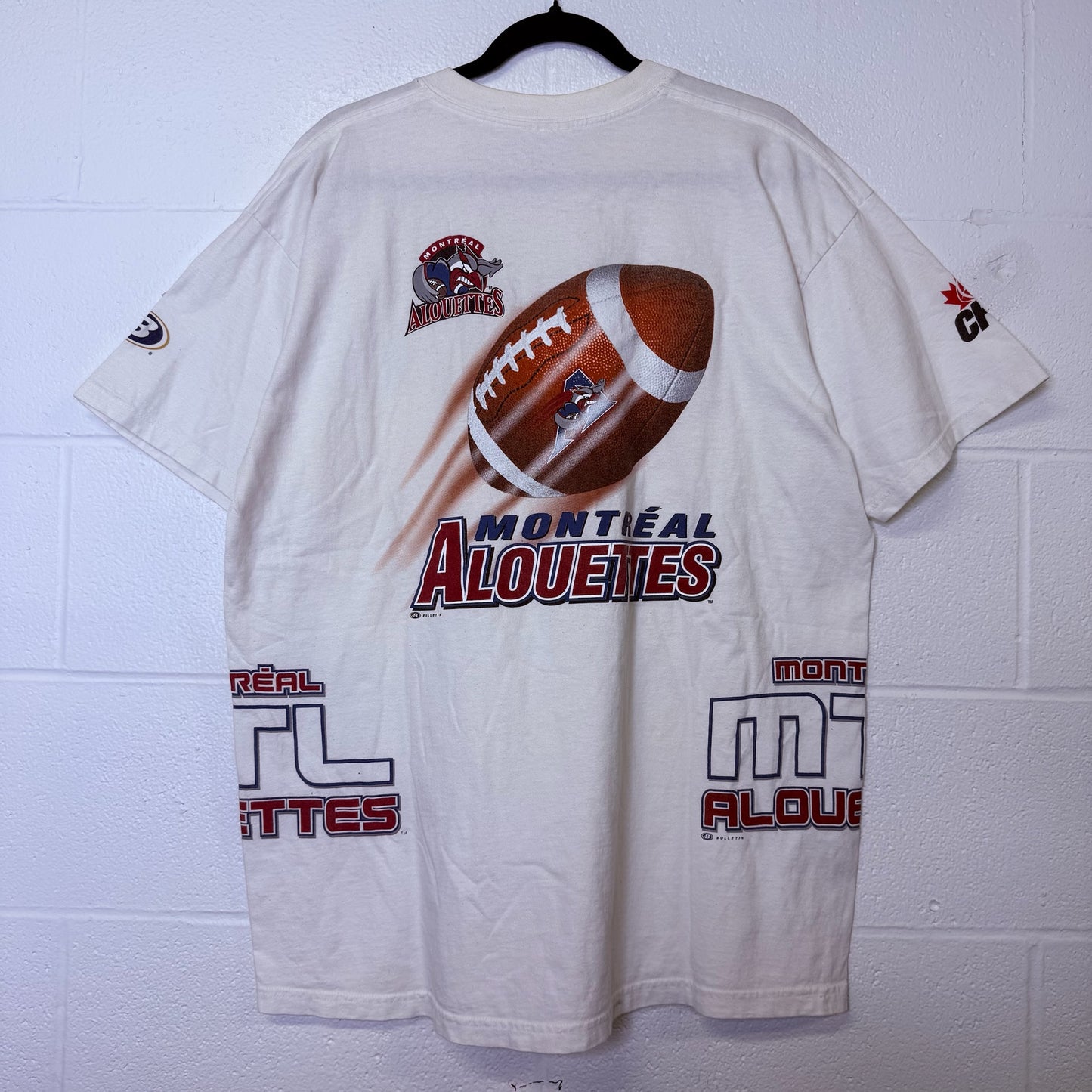 90s Montreal Alouettes CFL Bulletin Athletics T-shirt (B2324)