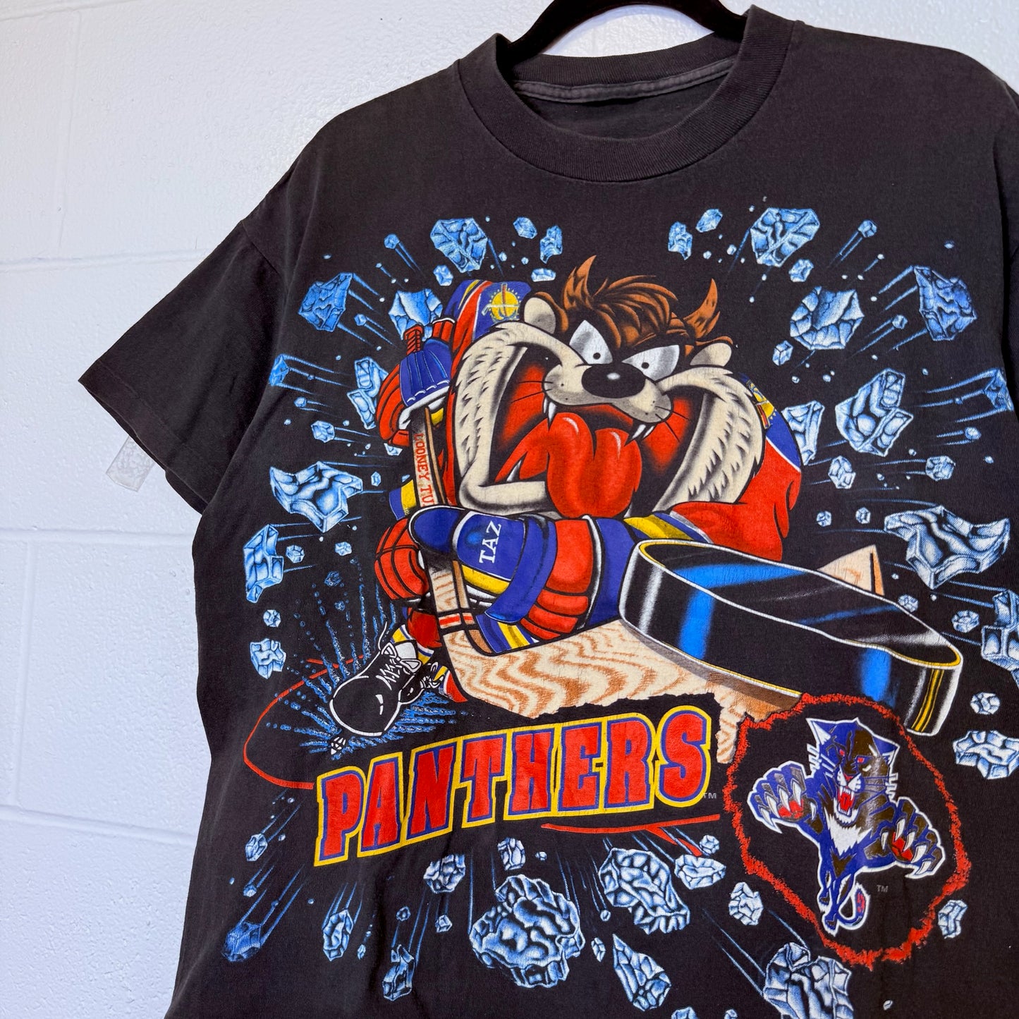 90s Looney Tunes Taz Florida Panthers NHL T-shirt Sz L (B2467)