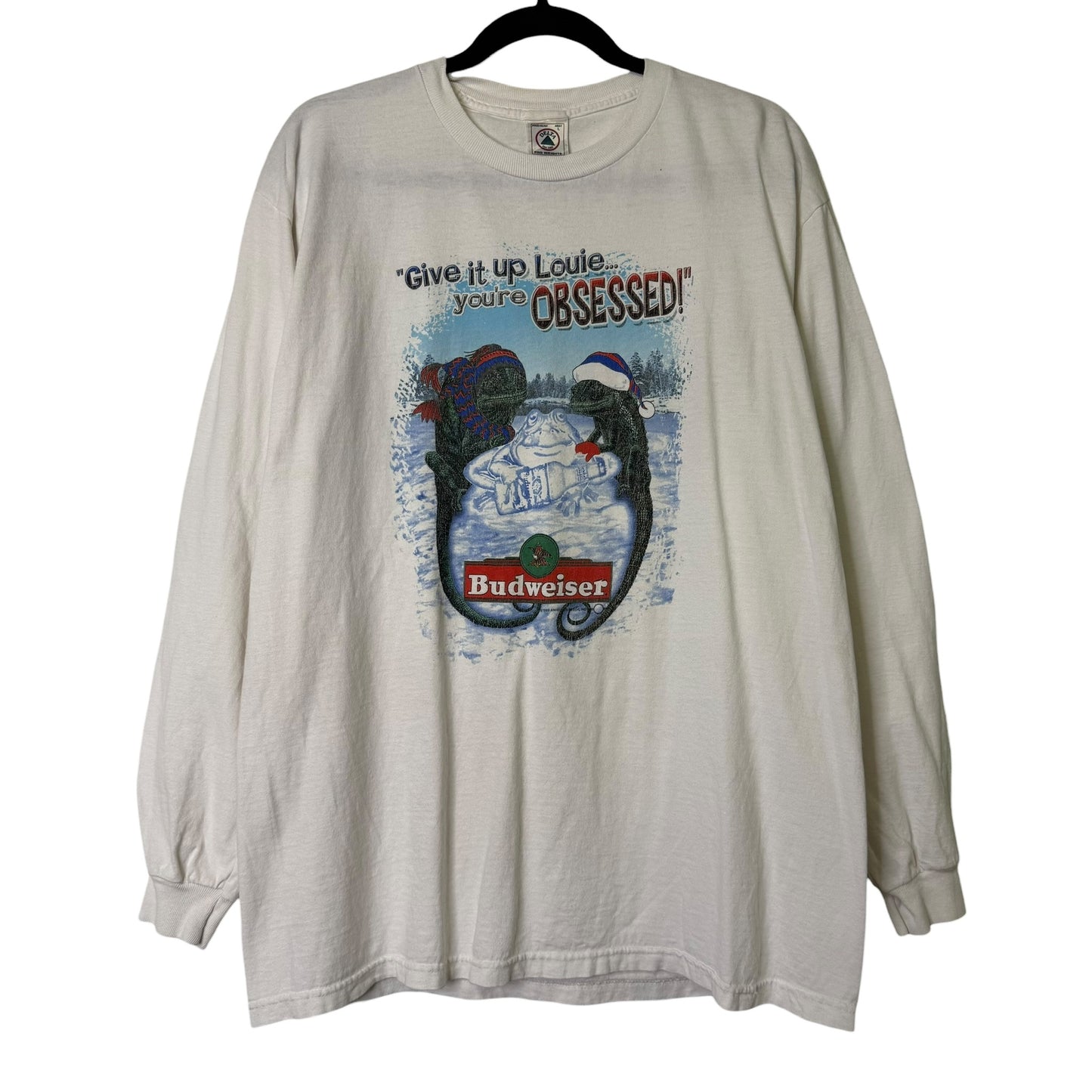 90's Budweiser Lizard Xmas Long Sleeve T-shirt Sz L (B1611)