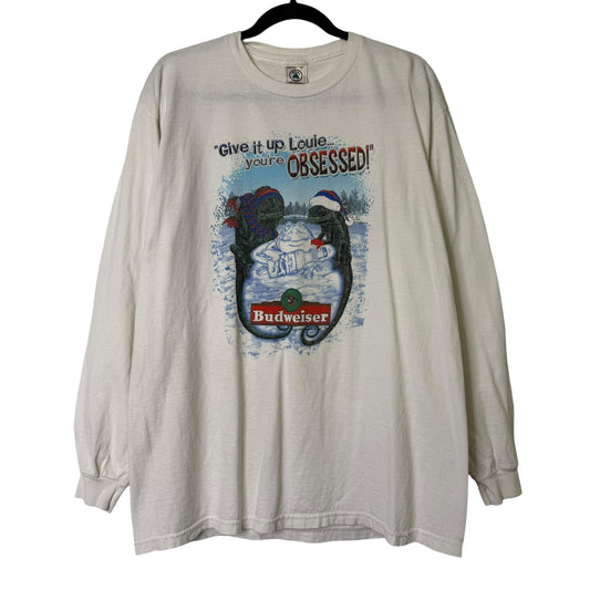 90's Budweiser Lizard Xmas Long Sleeve T-shirt Sz L (B1611)