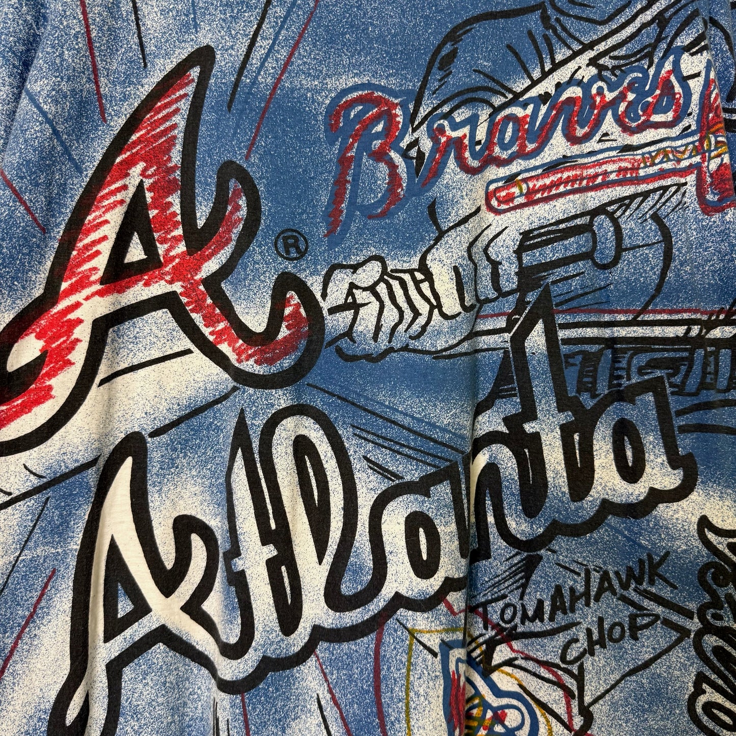 1991 Atlanta Braves MLB AOP T-shirt Sz L (B581)