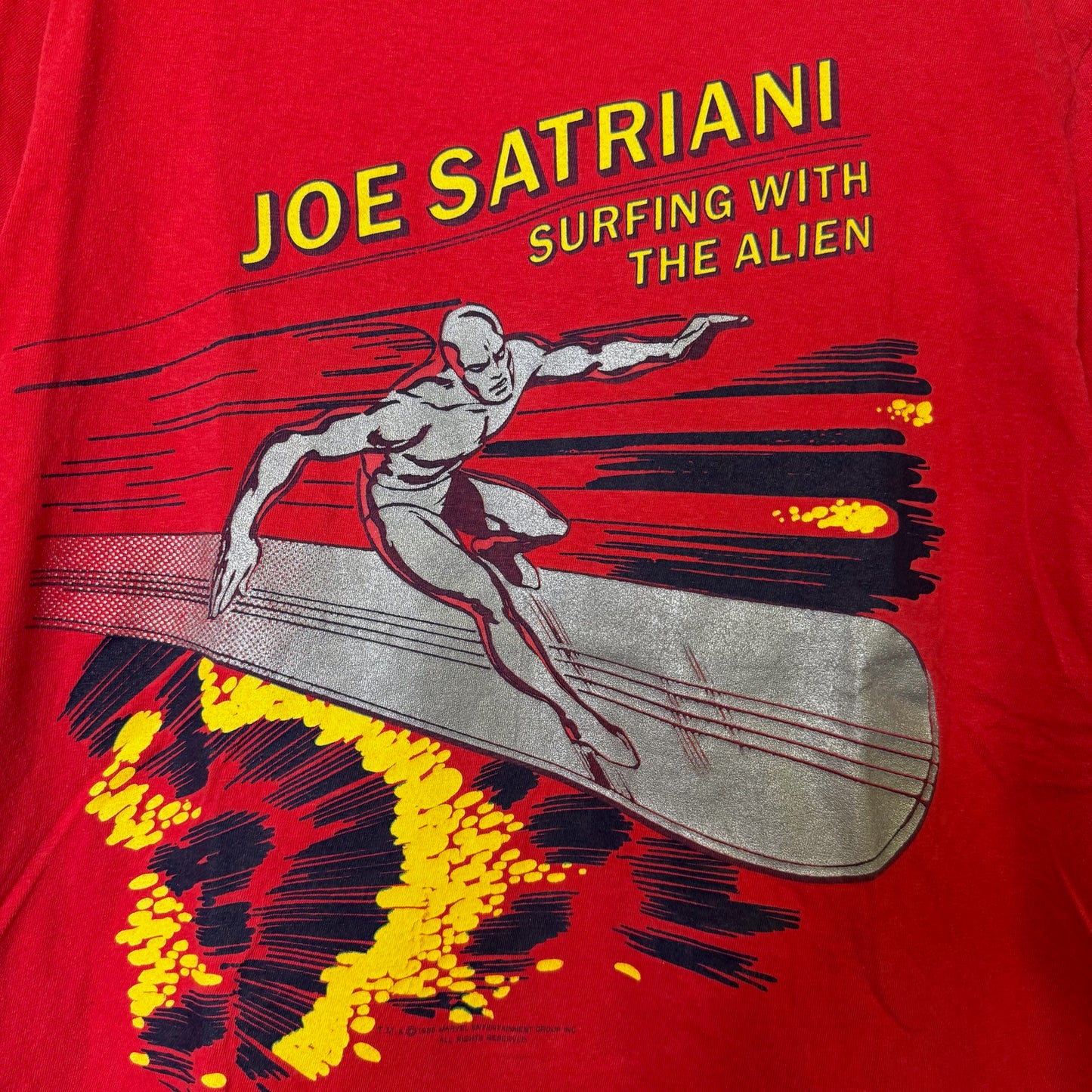 1988 Joe Satriani Silver Surfer Marvel Tour T-Shirt Sz L (B424)