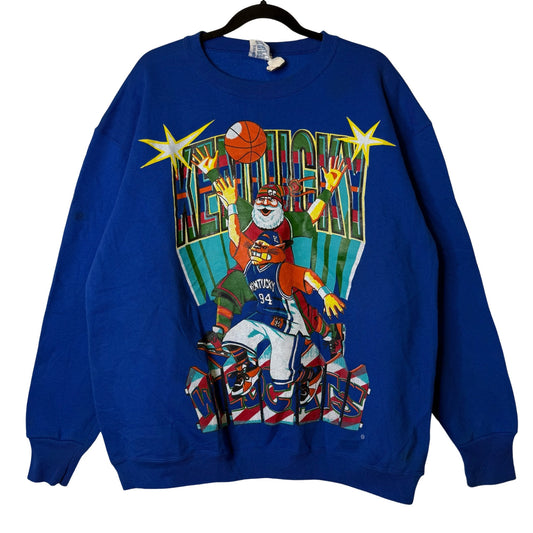 90s University of Kentucky Wildcats Santa NCAA Crewneck Sz XL (B2355)