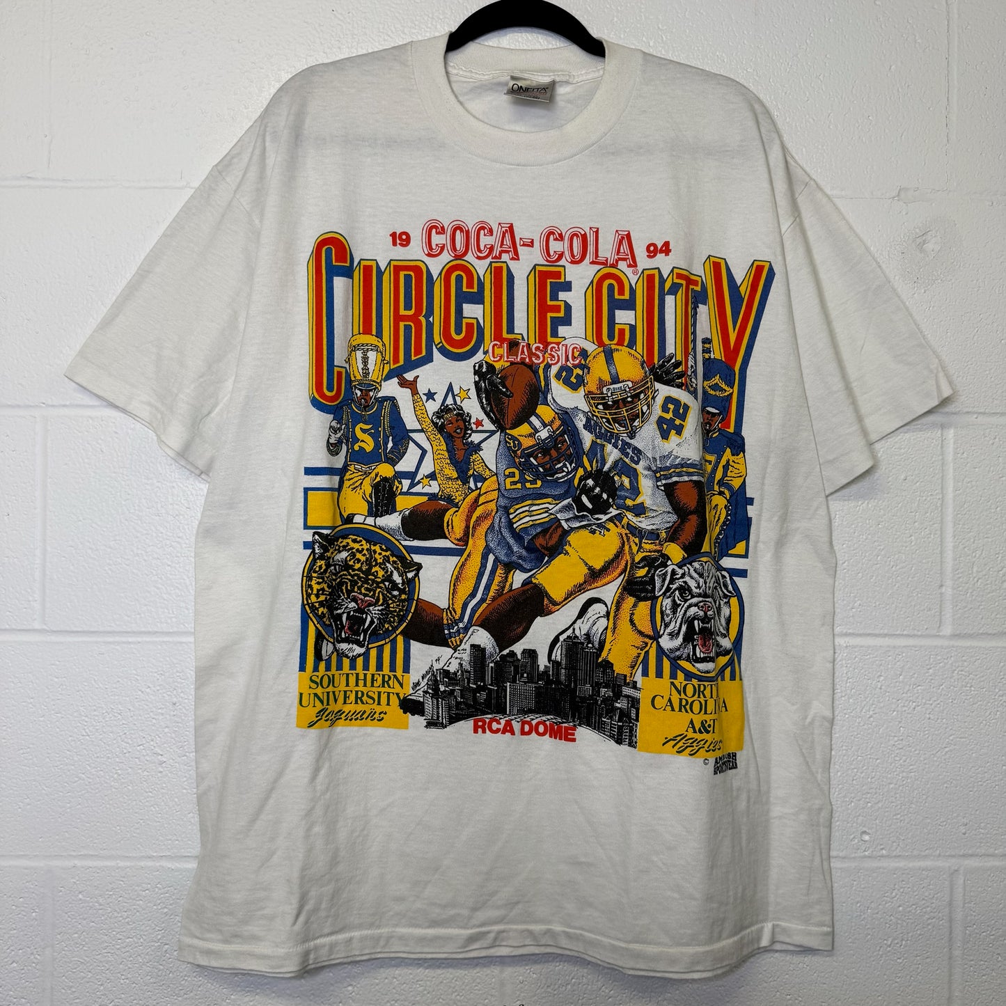 90s Circle City Classic NCAA Jaguars vs Aggies T-Shirt Sz XXL (B2906)
