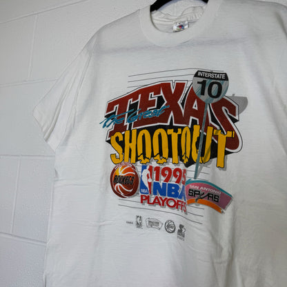 1995 Texas Shootout Spurs vs Rockets NBA T-shirt Sz L (B2978)