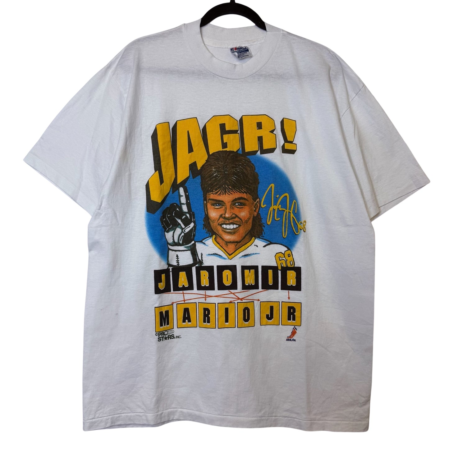 90s Jaromir Jagr Pittsburgh Penguins T-shirt NHL Sz L (B2527)
