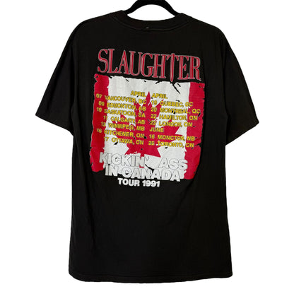 1990 Slaughter Kickin' Ass in Canada Tour T-shirt Sz L (B619)