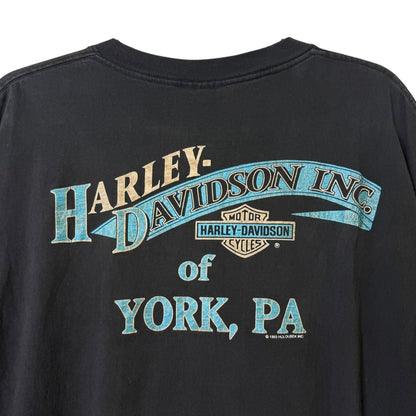 1993 Harley Davidson York PA Wolf T-shirt Sz L (B205)