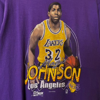 1990 Magic Johnson Los Angeles Lakers Salem NBA T-shirt Sz L (A3093)