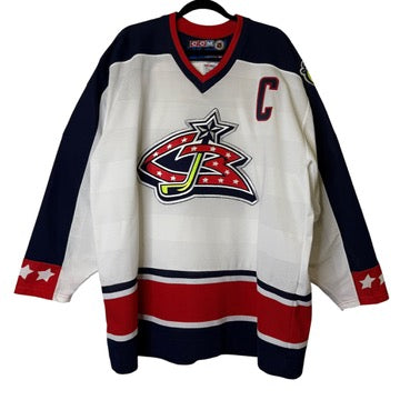 90's Columbus Blue Jackets Lyle Odelein NHL Hockey Jersey Sz XL (B1986)
