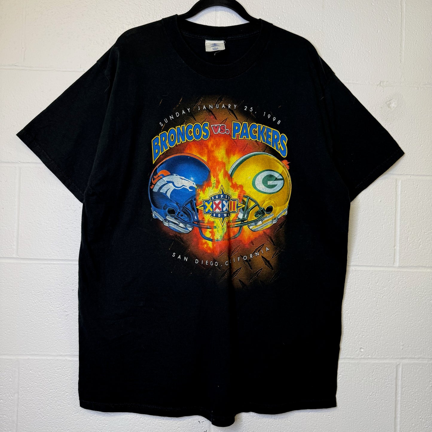 1998 Super Bowl Denver Broncos vs Green Bay Packers NFL T-shirt Sz XL (B2122)