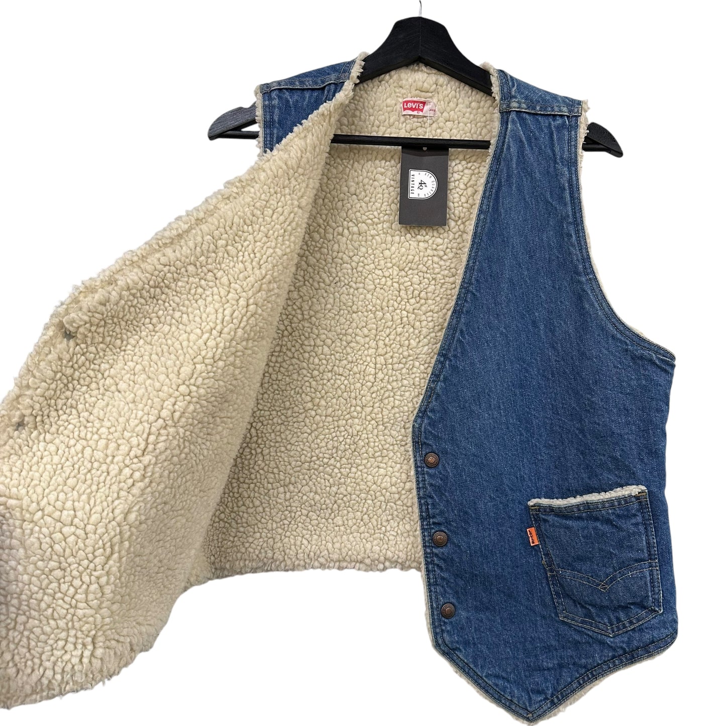 Vintage 80s Levi's Sherpa Lined Denim Vest Sz L (A3125)