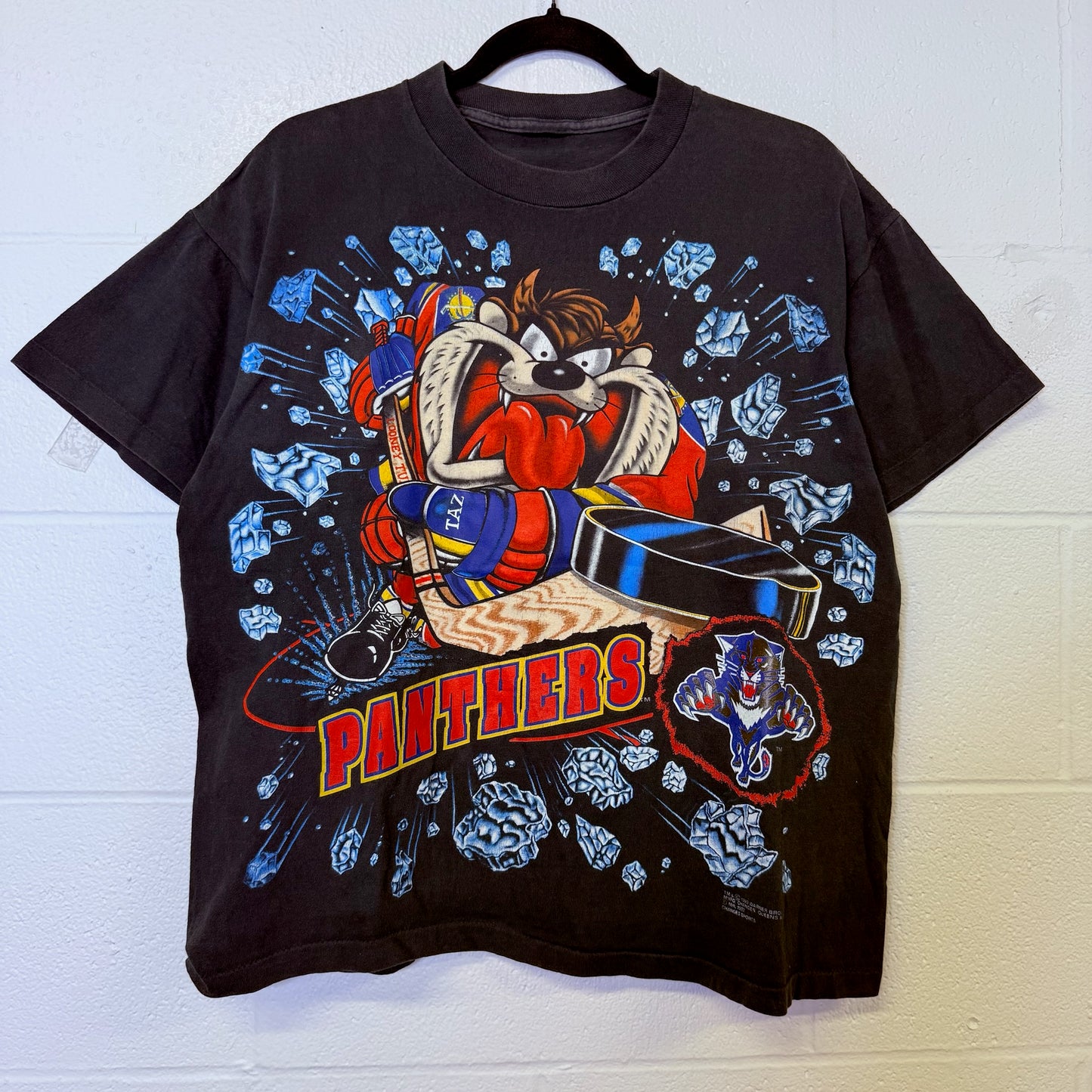 90s Looney Tunes Taz Florida Panthers NHL T-shirt Sz L (B2467)
