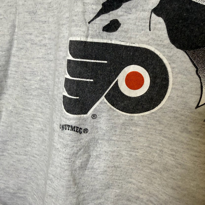 90s Eric Lindros Philadelphia Flyers NHL Nutmeg Breakthrough T-Shirt Sz L (B2868)