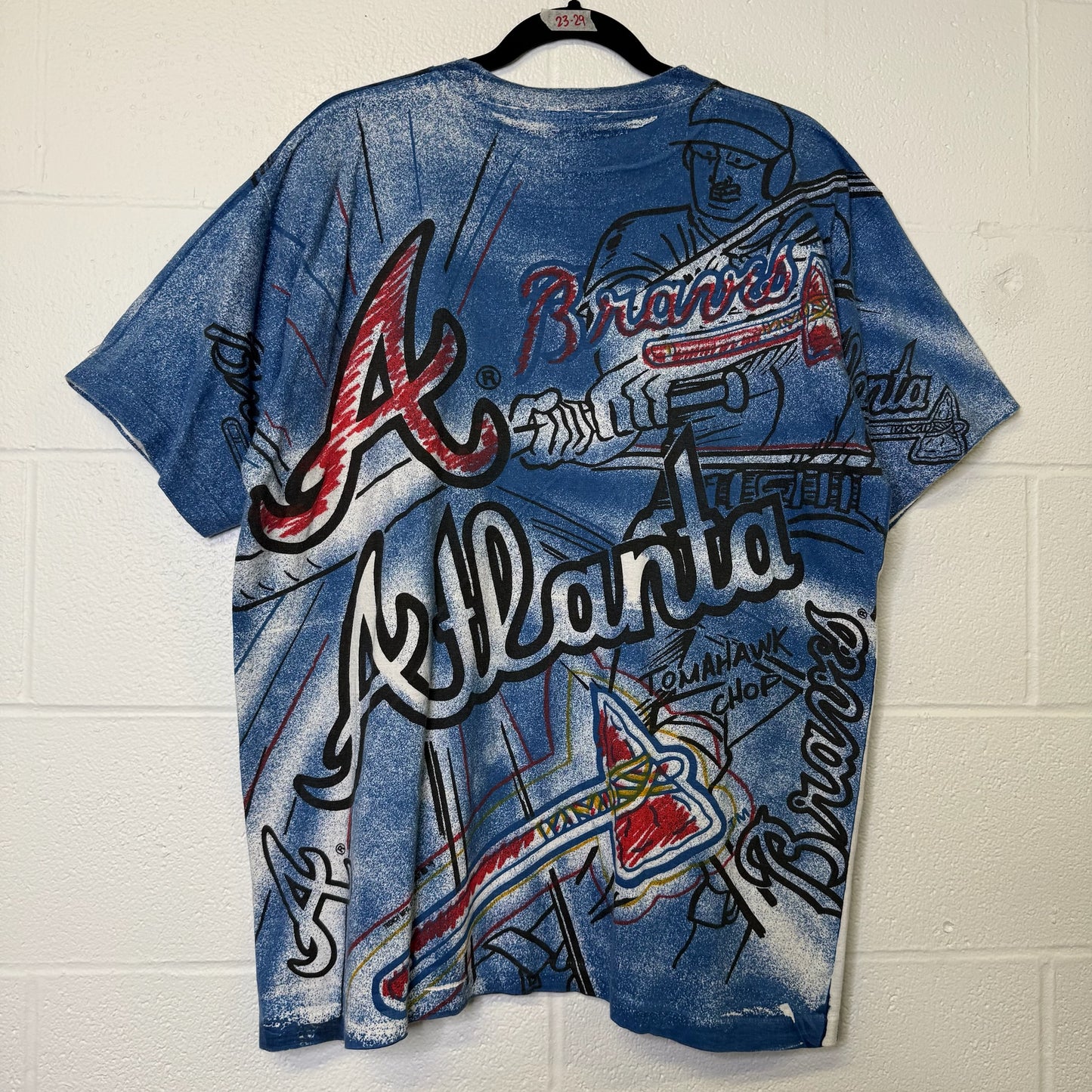 1991 Atlanta Braves MLB AOP T-shirt Sz L (B581)