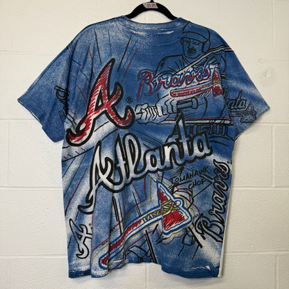 1991 Atlanta Braves MLB AOP T-shirt Sz L (B581)