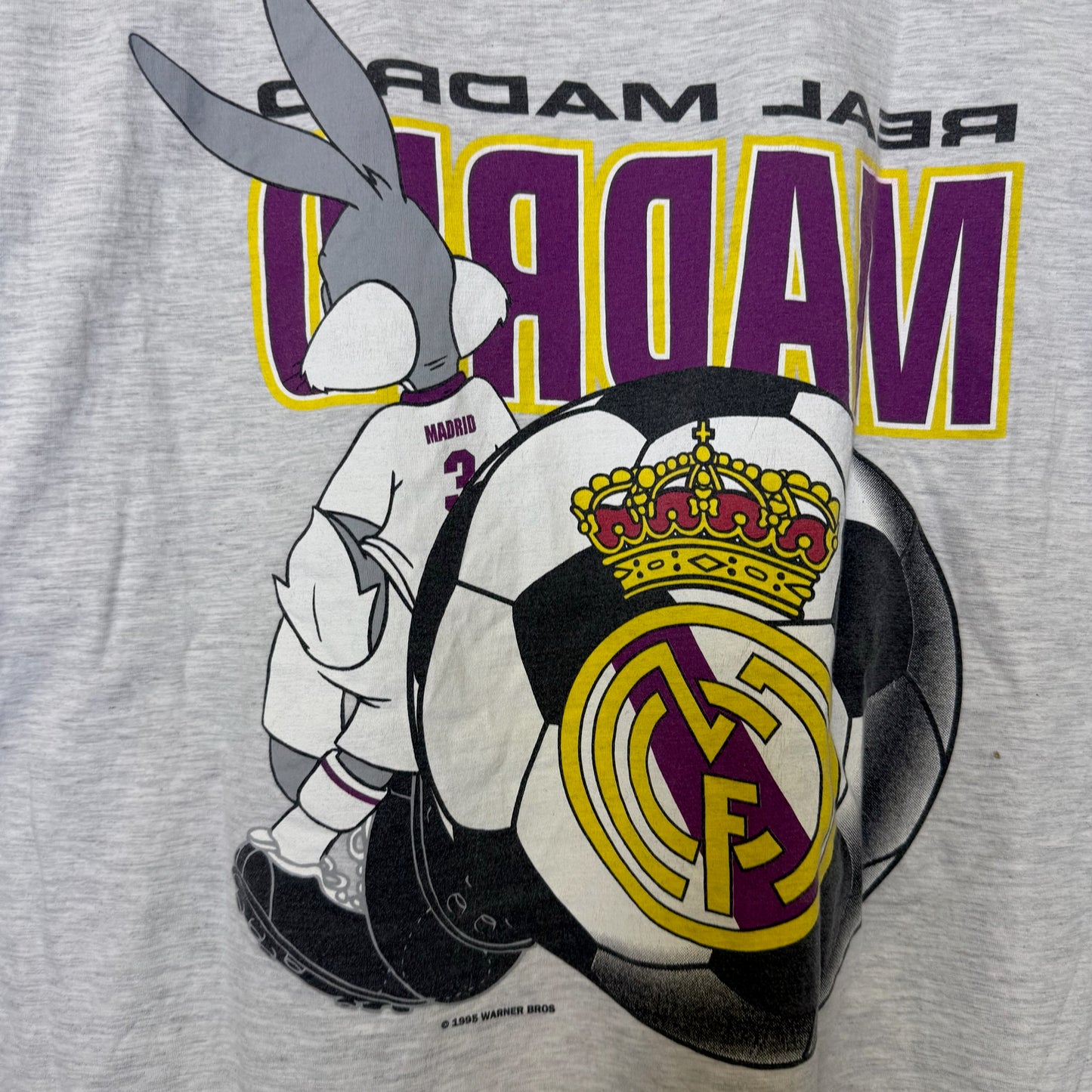 90s Real Madrid Soccer Bugs Bunny Looney Tunes Nutmeg T-Shirt Sz XL (B2876)