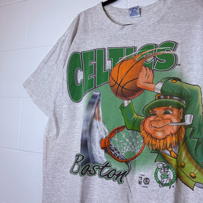 90s Boston Celtics Salem Wraparound NBA T-shirt Sz L (B2345)