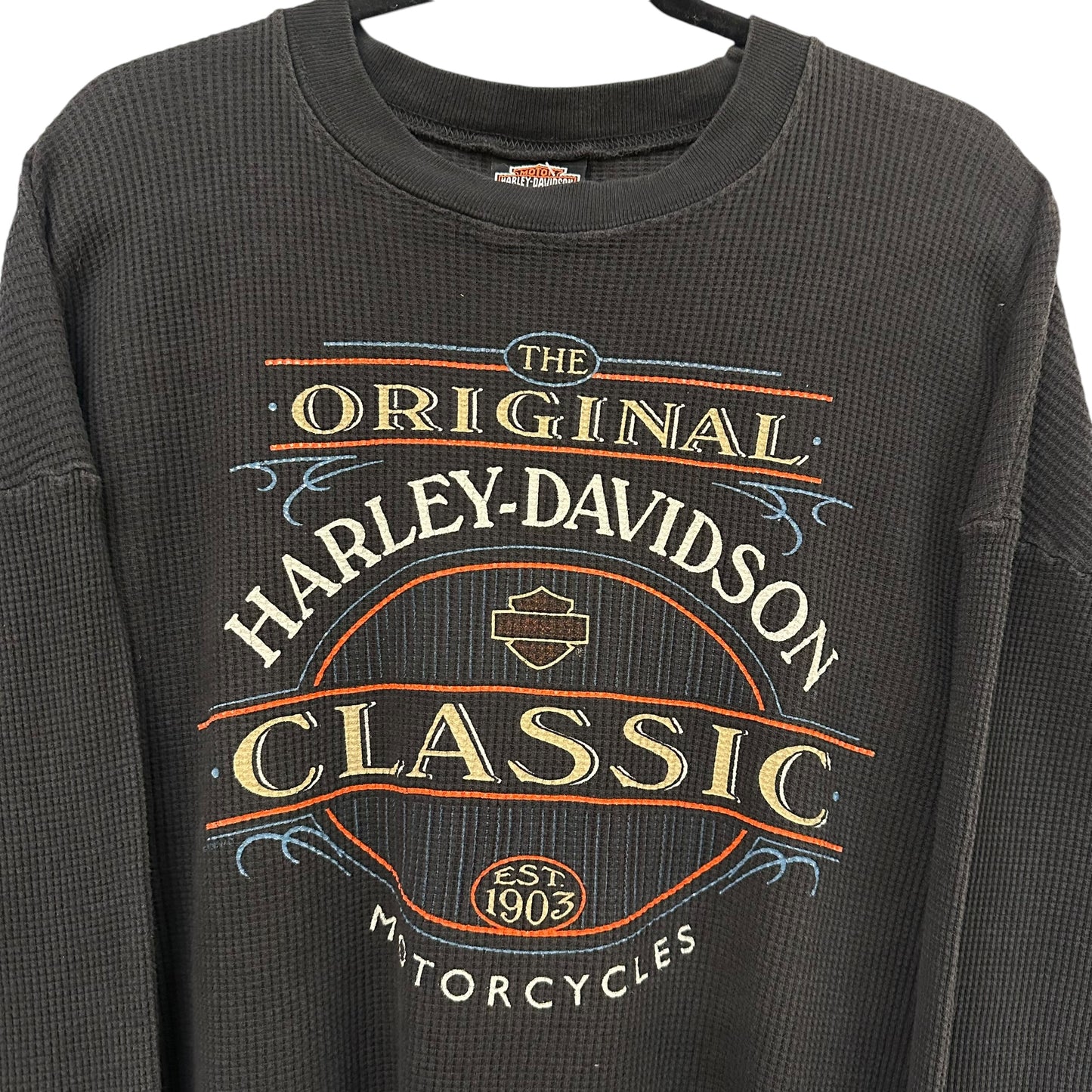 90s Harley Davidson Waffle Long Sleeve Sz M (A6608)