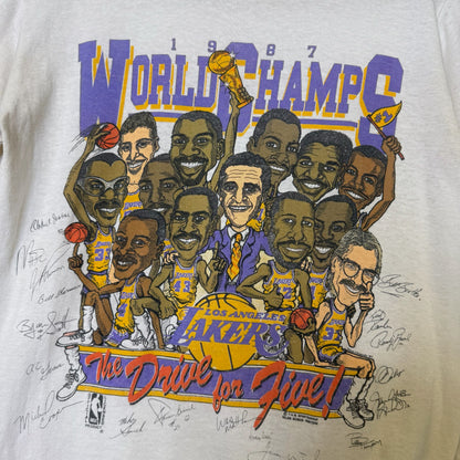 1987 Los Angeles Lakers NBA Caricature T-Shirt Sz L (B631)
