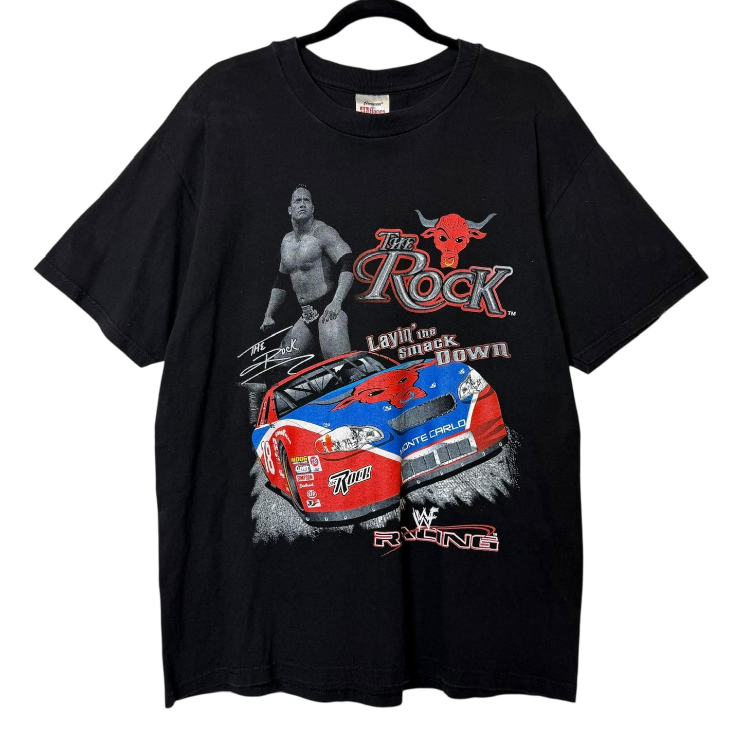2000s The Rock NASCAR Racing WWF T-Shirt Sz L (B1167)