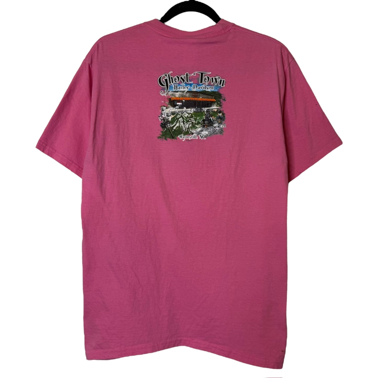 2009 Harley Davidson Ghost Town (Pink) T-shirt Sz M (B589)