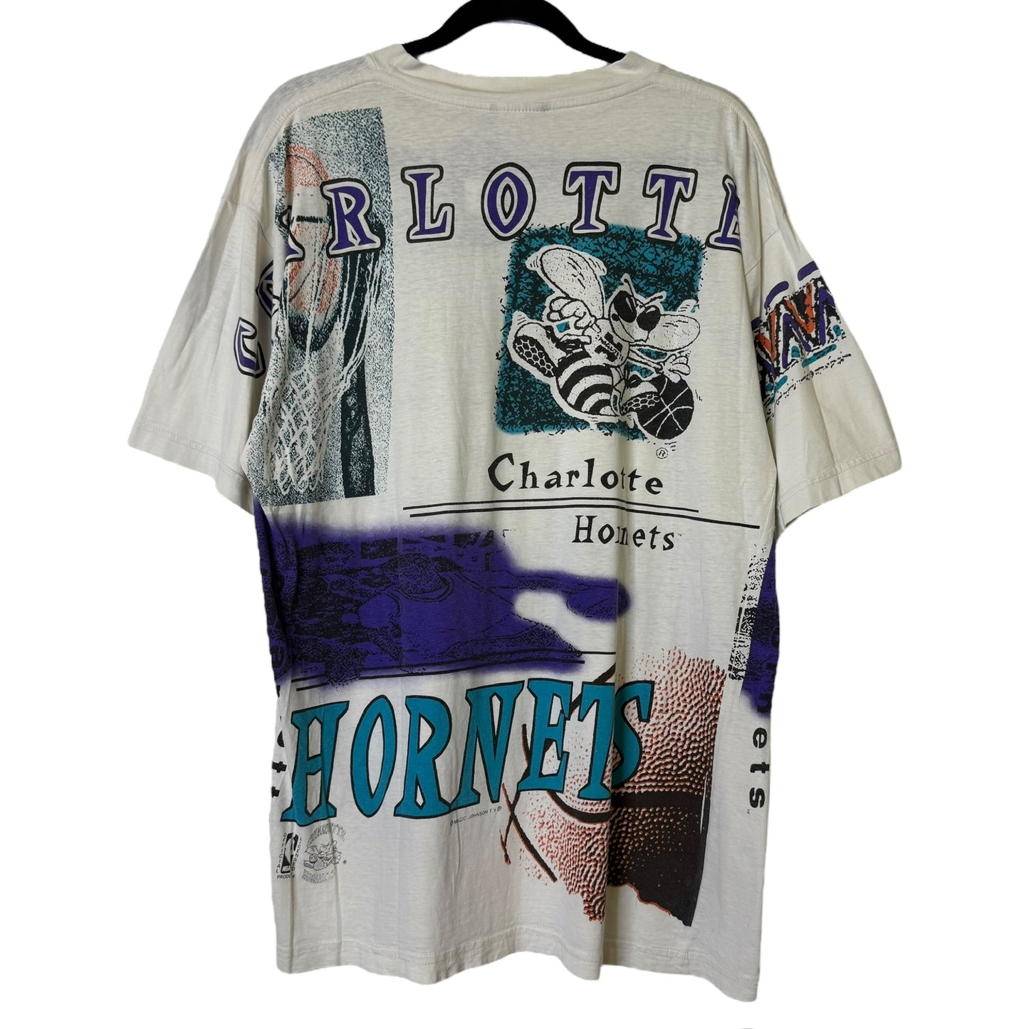 90s Charlotte Hornets Magic Johnson T's NBA AOP Sz XL