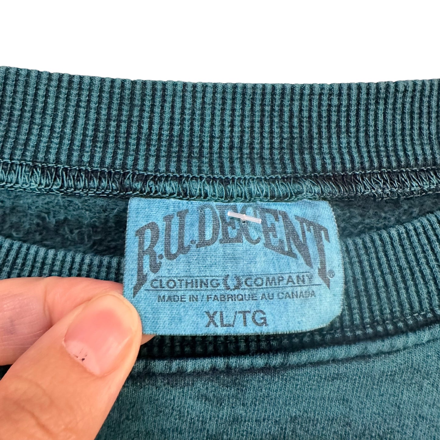 90's R.U. Decent Teal Stonewash Crewneck Sz XL (A5847)