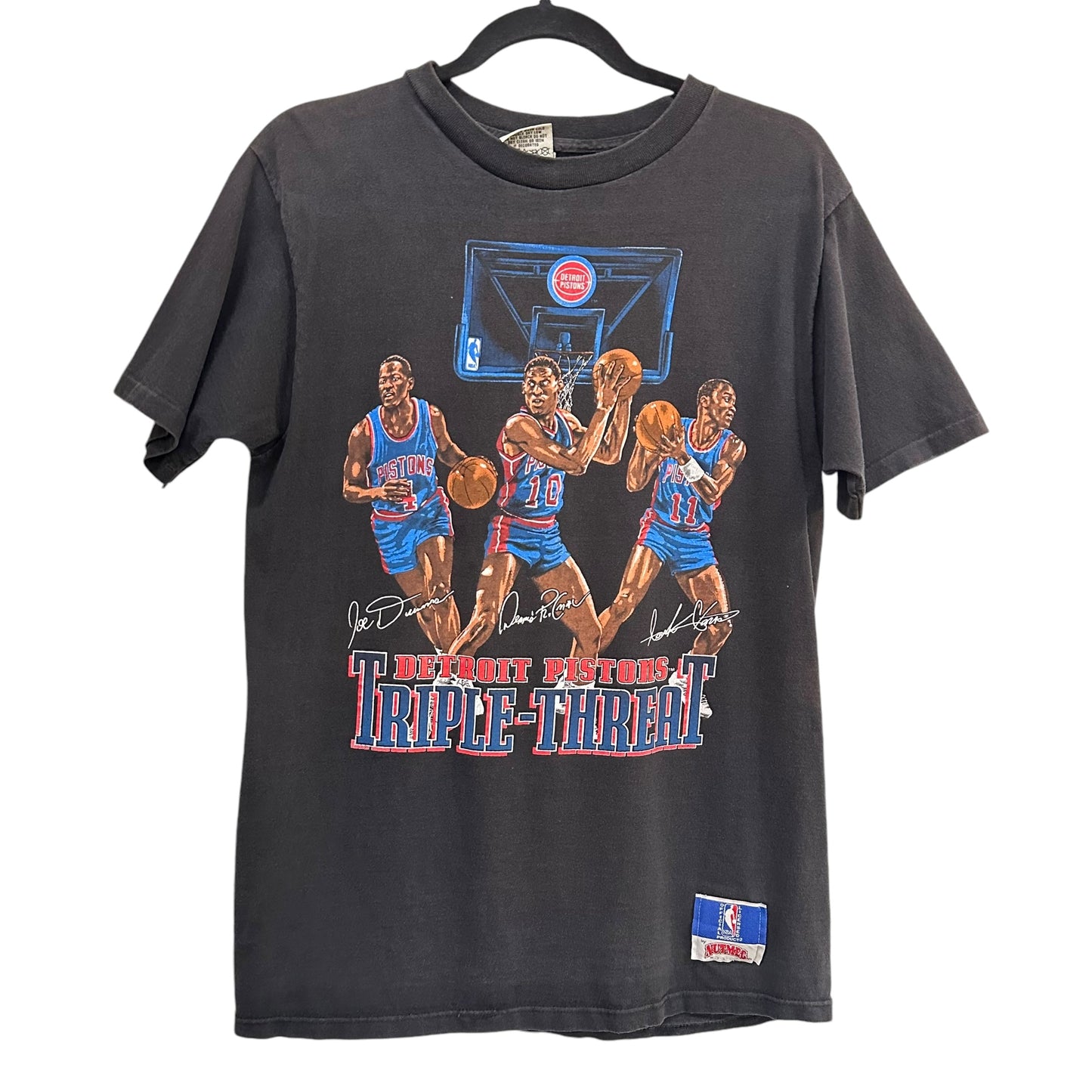 90s Detroit Pistons Triple Threat T-shirt Sz L (A3265)