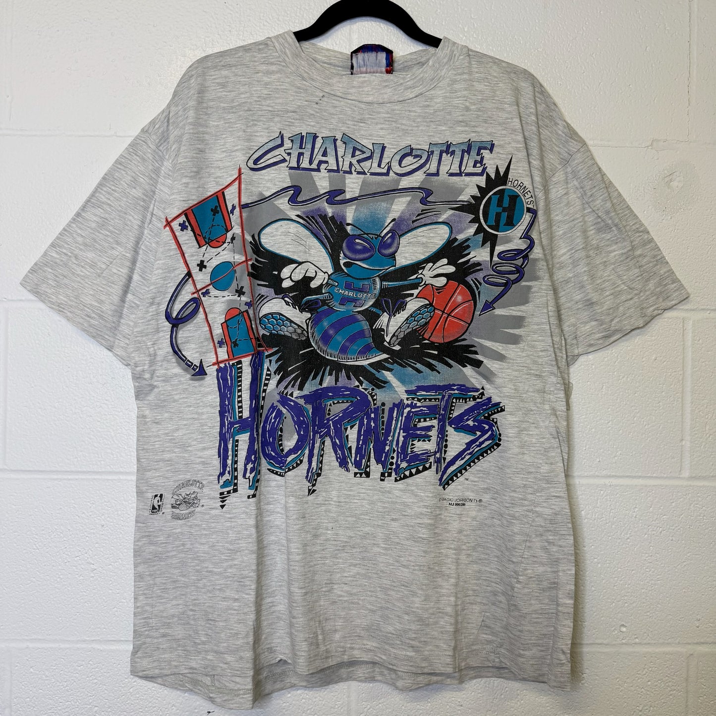90s Magic Johnson Charlotte Hornets NBA T-Shirt Sz XL (B2899)