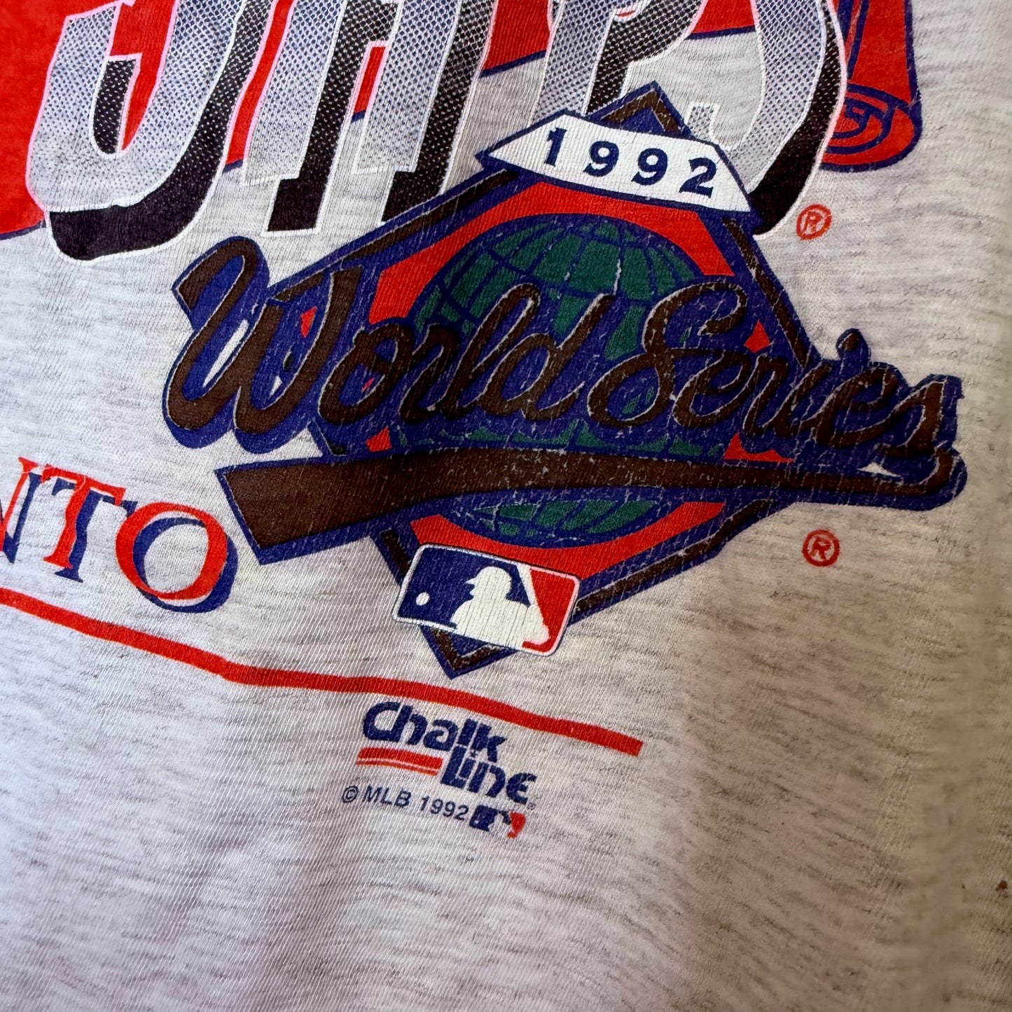 1992 Toronto Blue Jays MLB World Series T-shirt Sz L (B2334)